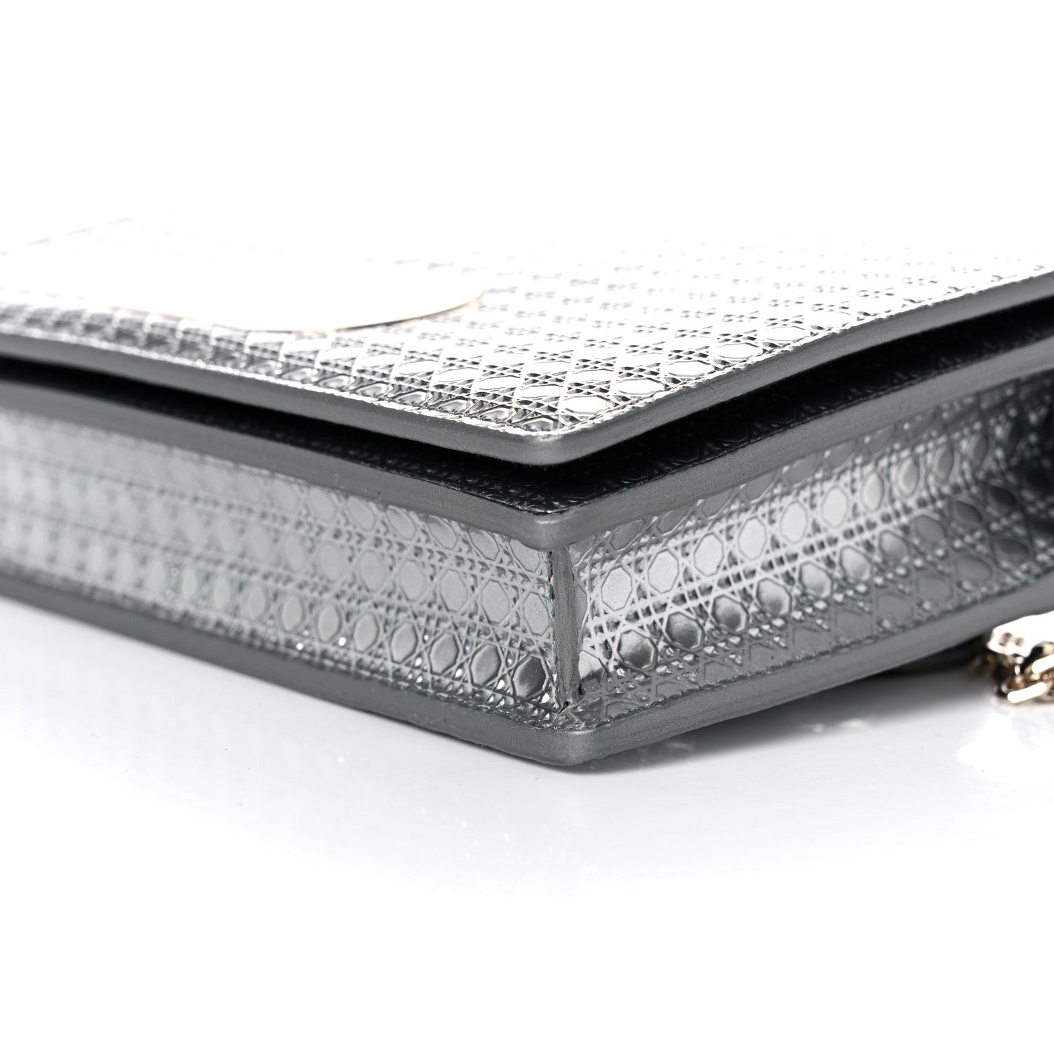 Christian Dior Metallic Patent Micro-Cannage 30 Montaigne 2 in 1 Pouch Silver 7 of 8
