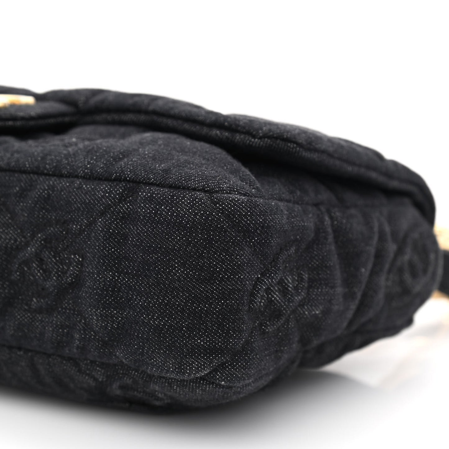 Denim Quilted Medium Funky Town Flap Black