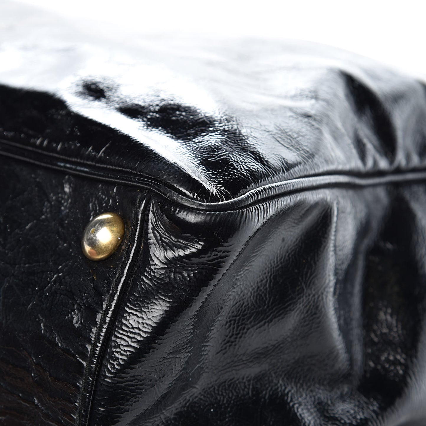Textured Patent Large Y-Mail Tote Black