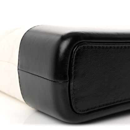 Chanel Aged Calfskin Quilted Large Gabrielle Hobo White Black 9 of 10