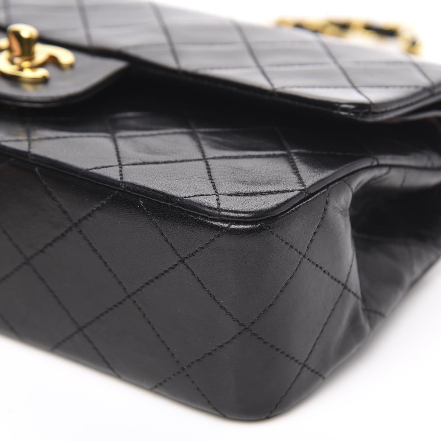 Lambskin Quilted Small Double Flap Black