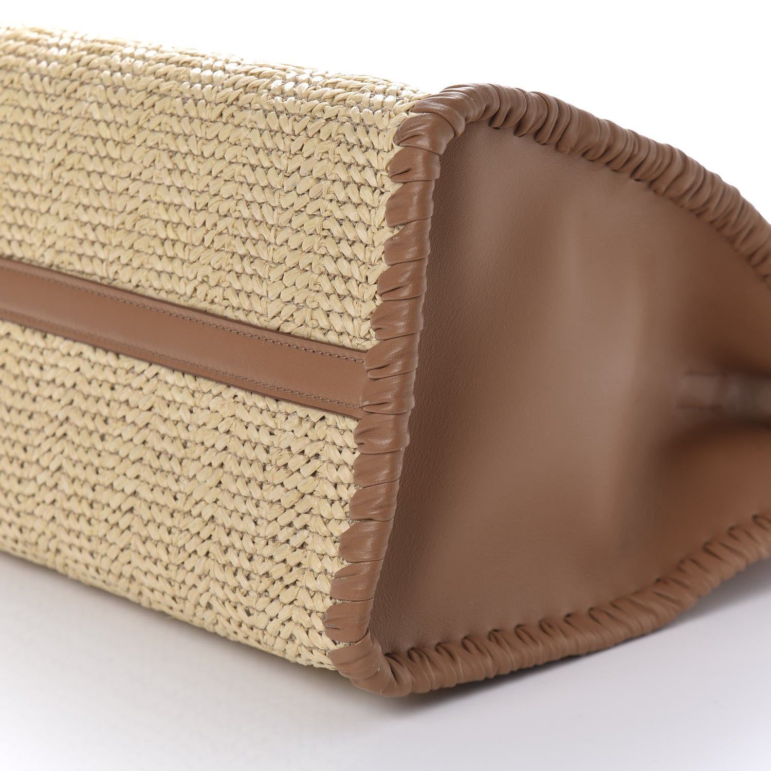 Prada Raffia City Calfskin Whipstitch Medium Paradigme Bag Naturale Caramel 7 of 10
