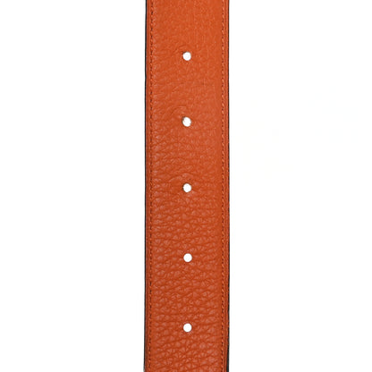 Hermes Box Togo 32mm H Belt 95 38 Black Orange 4 of 6