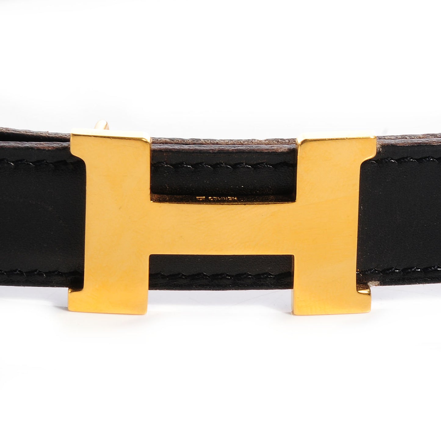 Box Togo Reversible Constance 24mm Polished Gold H Belt Strap 75 Black