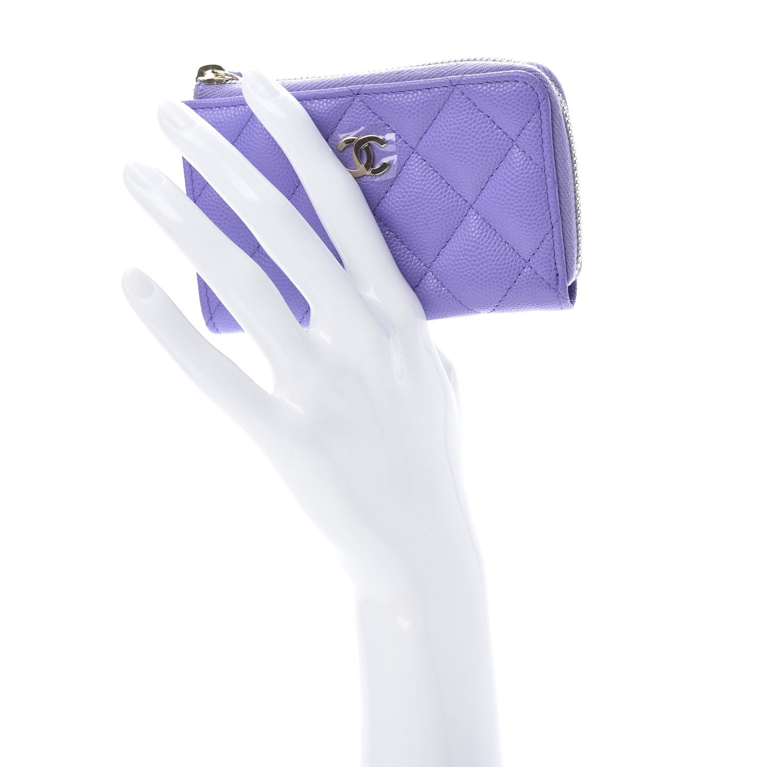 Chanel Caviar Quilted Zipped Key Holder Case Purple 2 of 8