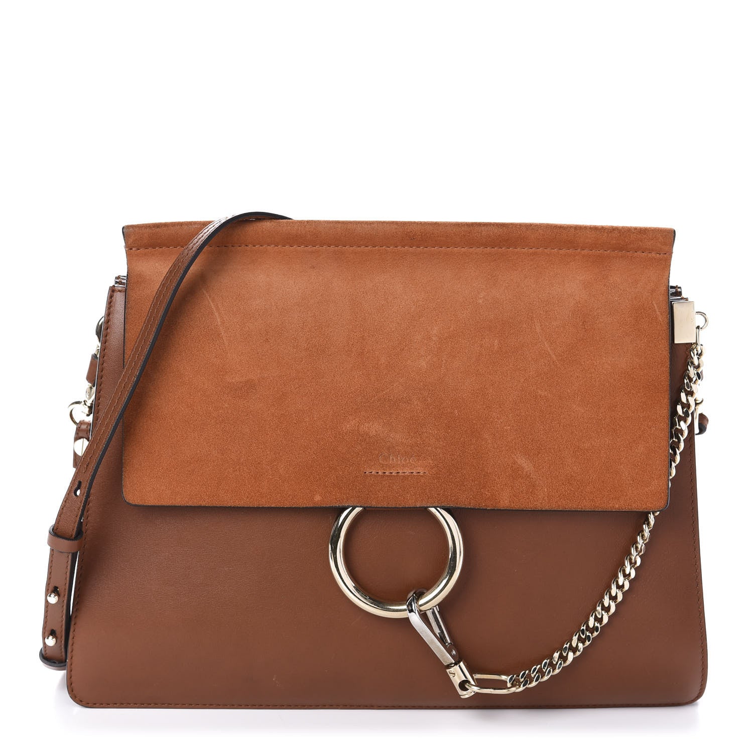 Chloe Suede Calfskin Medium Faye Shoulder Bag Tobacco 1 of 11