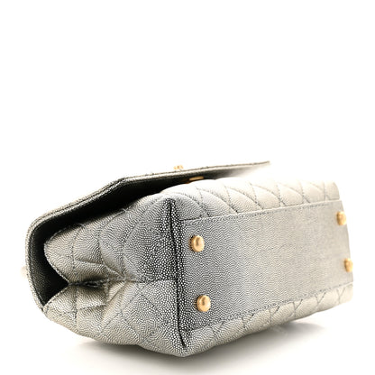 Chanel Metallic Caviar Quilted Mini Coco Handle Flap Silver 4 of 11