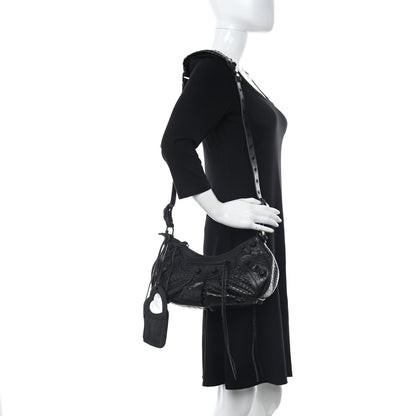 Balenciaga Extra Supple Calfskin Crocodile Embossed Monochrome Small Le Cagole Shoulder Bag Black 2 of 10