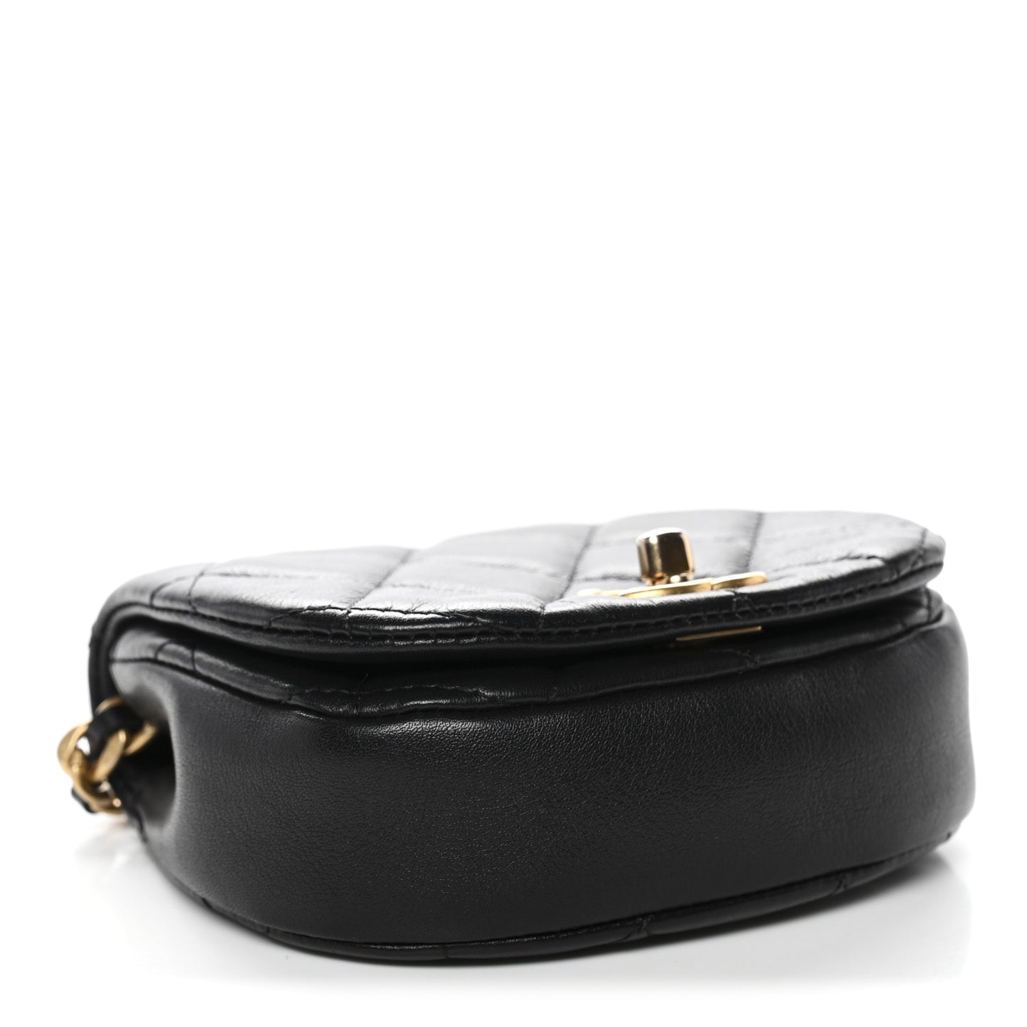 Calfskin Quilted Mini Coco Mail Clutch With Chain Black