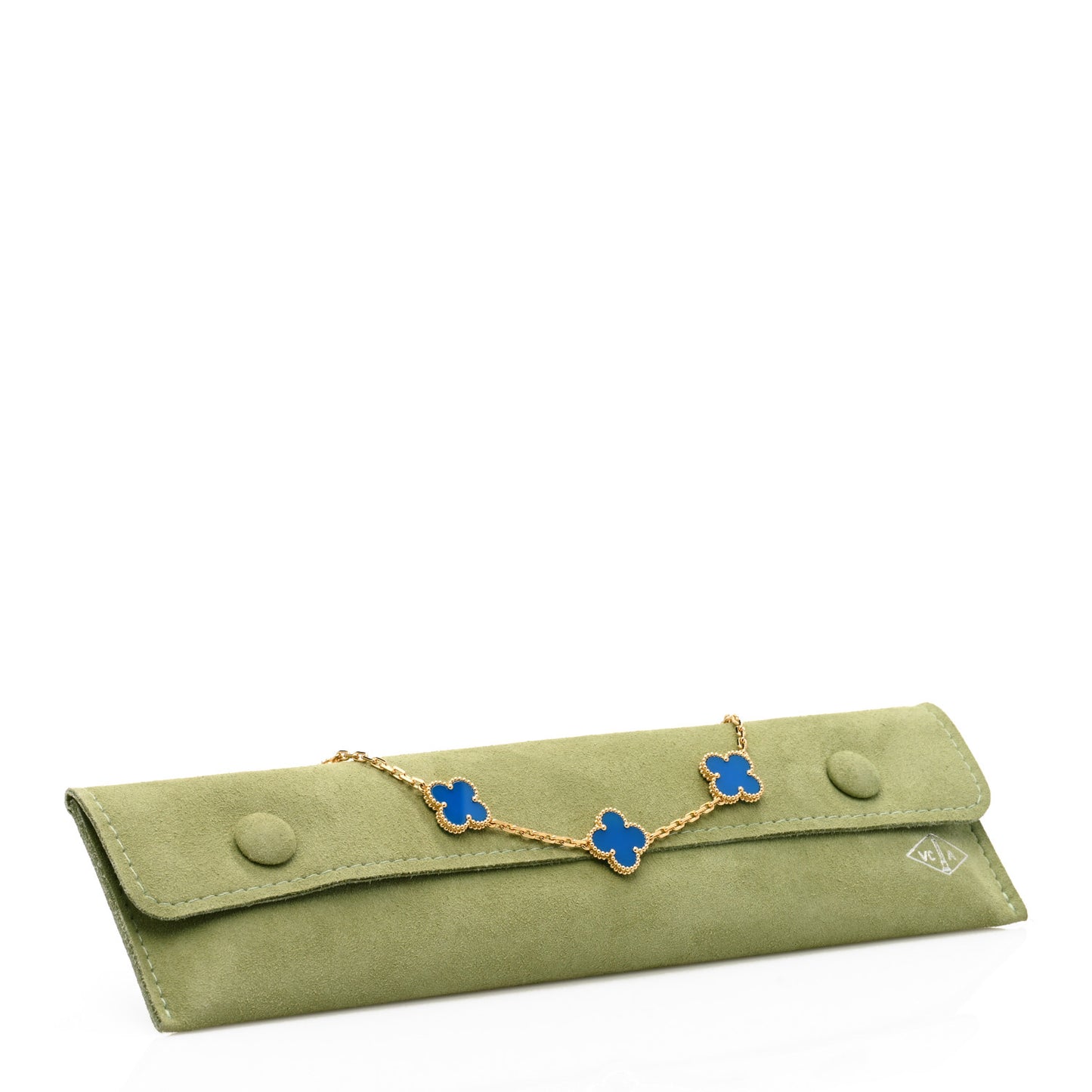 18K Yellow Gold Blue Agate 5 Motifs Vintage Alhambra Bracelet