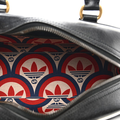 Gucci X ADIDAS Textured Dollar Calfskin Web Trefoil Logo Embossed Mini Bowling Bag Black Off White 5 of 10