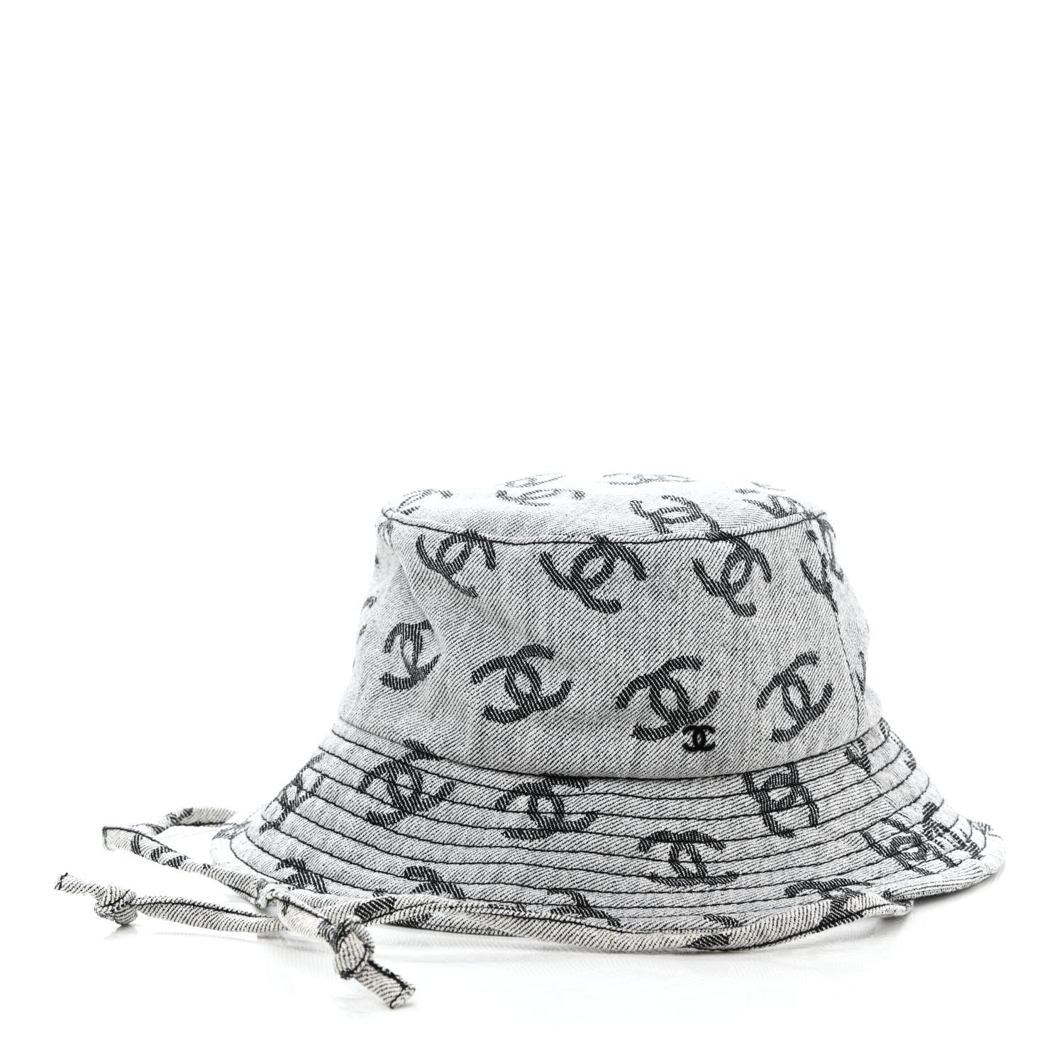 Chanel Denim CC Bucket Hat M White Black 1 of 8