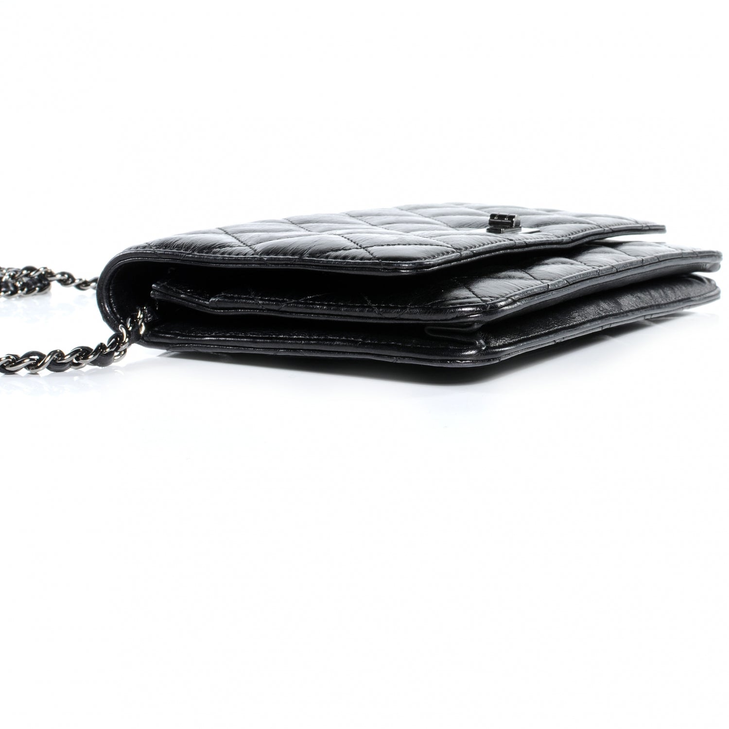 Chanel Glazed Calfskin Reissue Wallet On Chain WOC Black 4 of 9