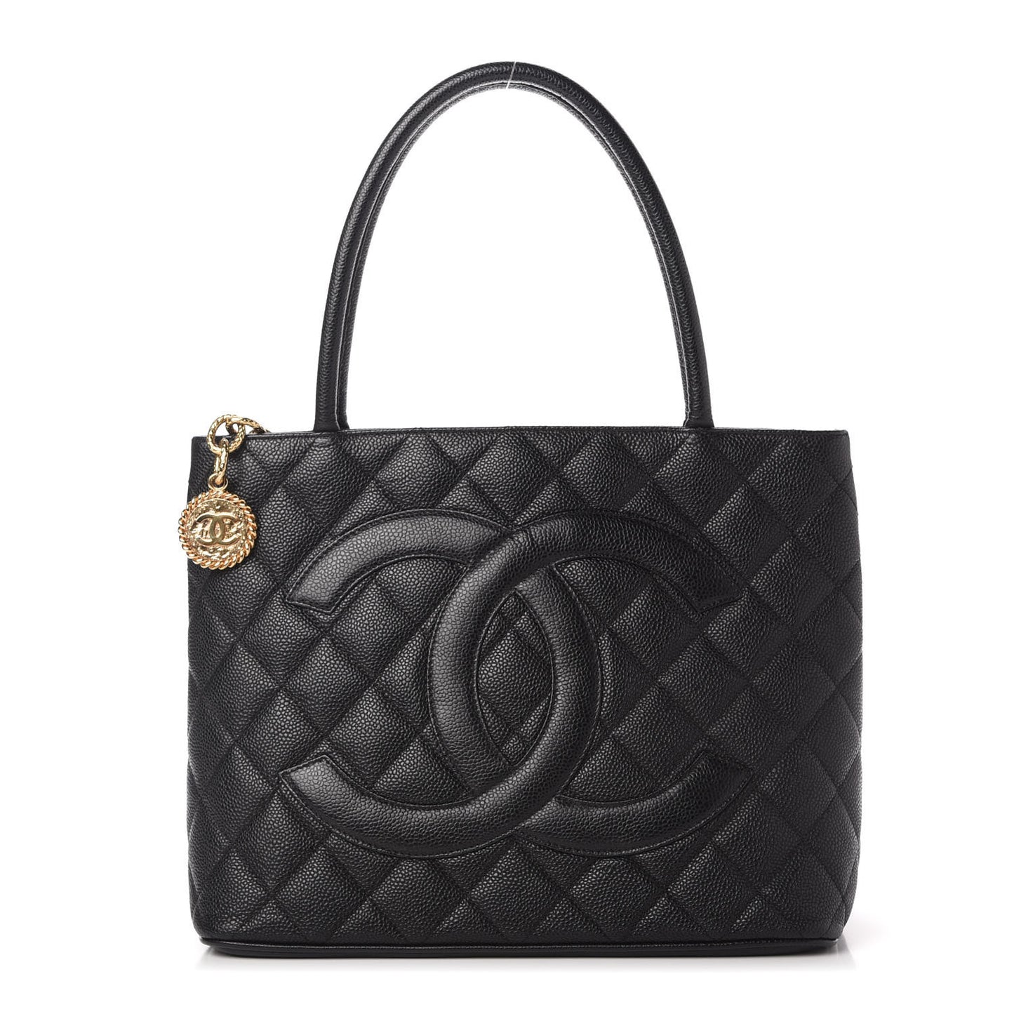 Caviar Quilted Medallion Tote Black