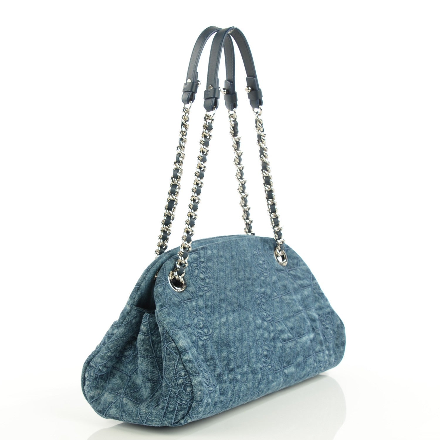Chanel Denim Camellia Embroidered Medium Just Mademoiselle Medium 3 of 7