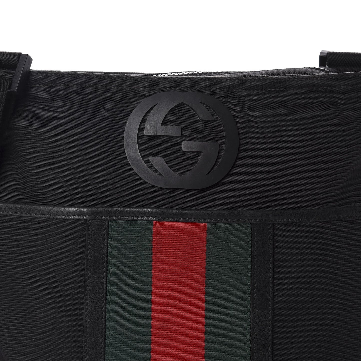 Nylon Web Interlocking G Messenger Bag Black