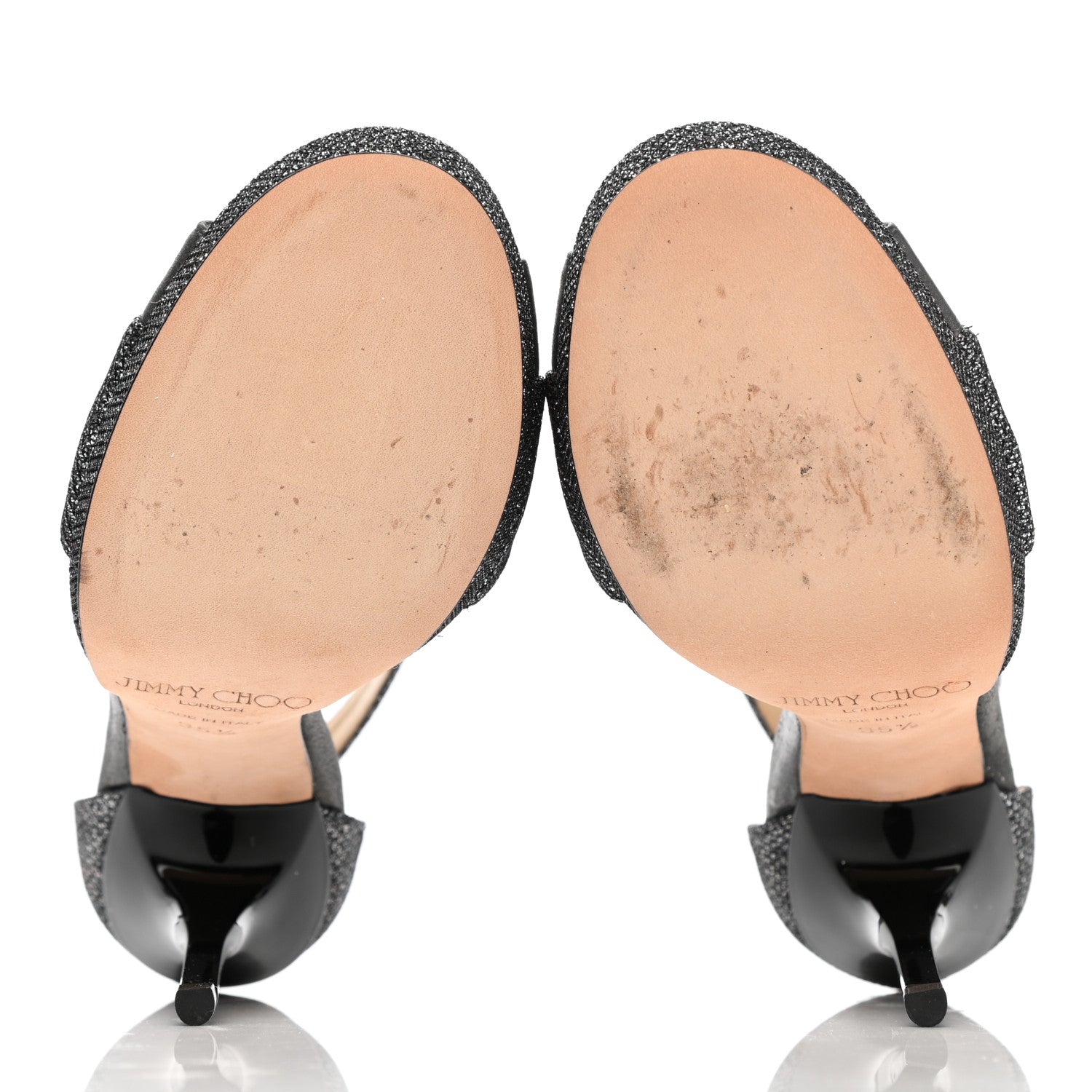 Jimmy Choo Glitter Crisscross Sandals 35.5 Silver 5 of 10