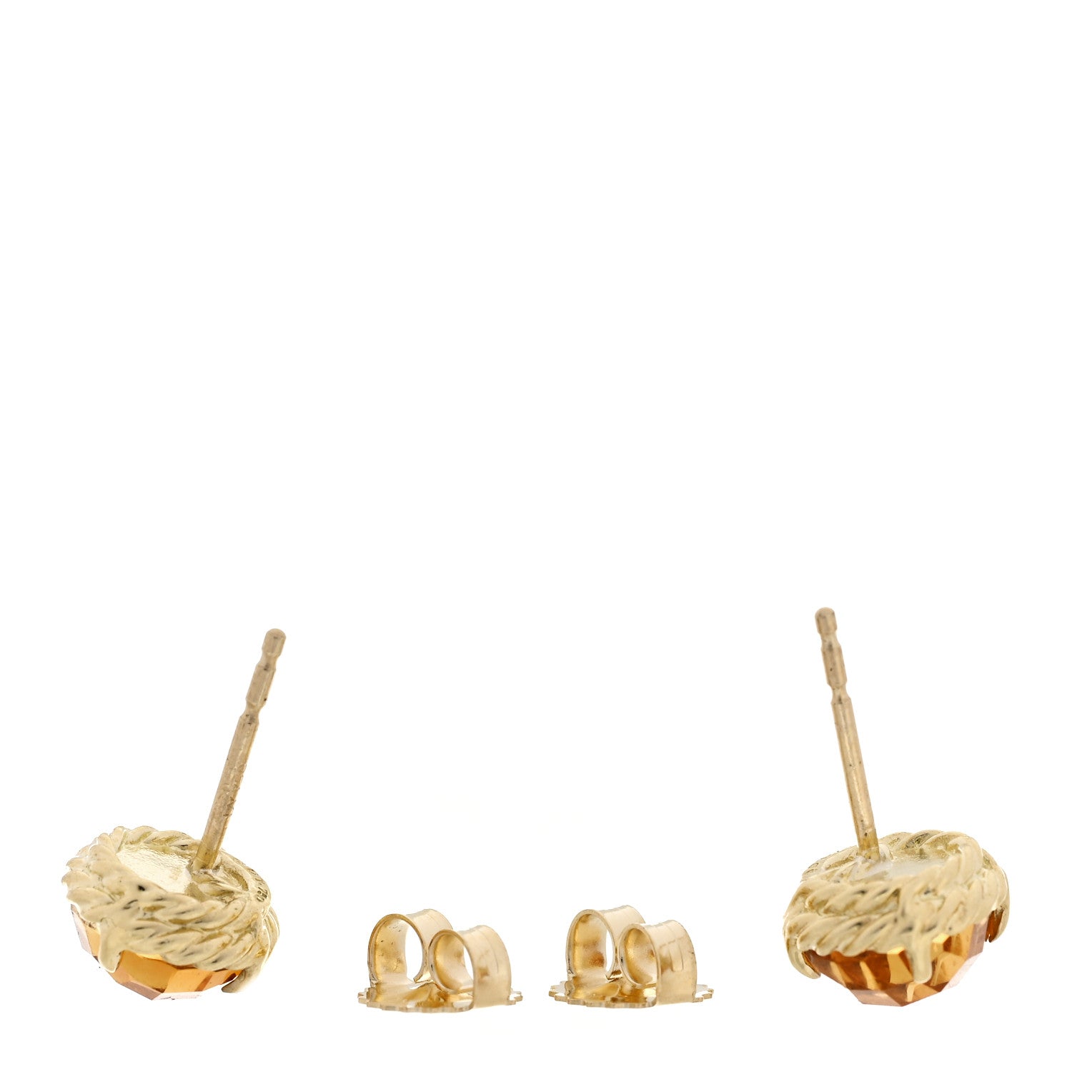 David Yurman 18K Yellow Gold Citrine 8mm Chatelaine Earrings 3 of 4