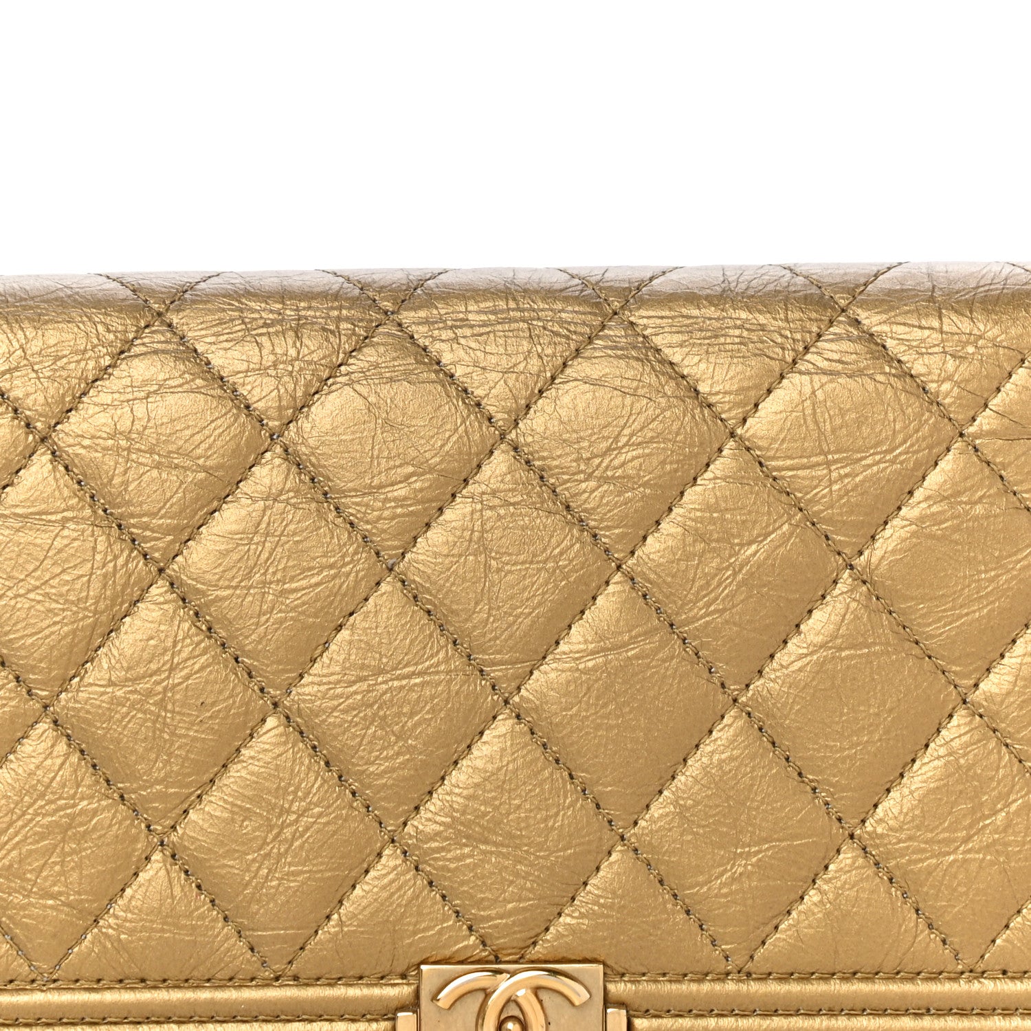 Chanel Metallic Aged Calfskin Quilted Boy Yen Wallet Gold 9 of 16