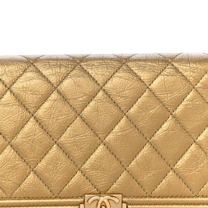 Chanel Metallic Aged Calfskin Quilted Boy Yen Wallet Gold 9 of 16