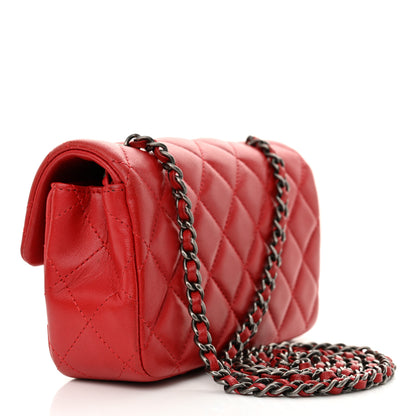Chanel Lambskin Quilted Extra Mini Rectangular Flap Red 3 of 15