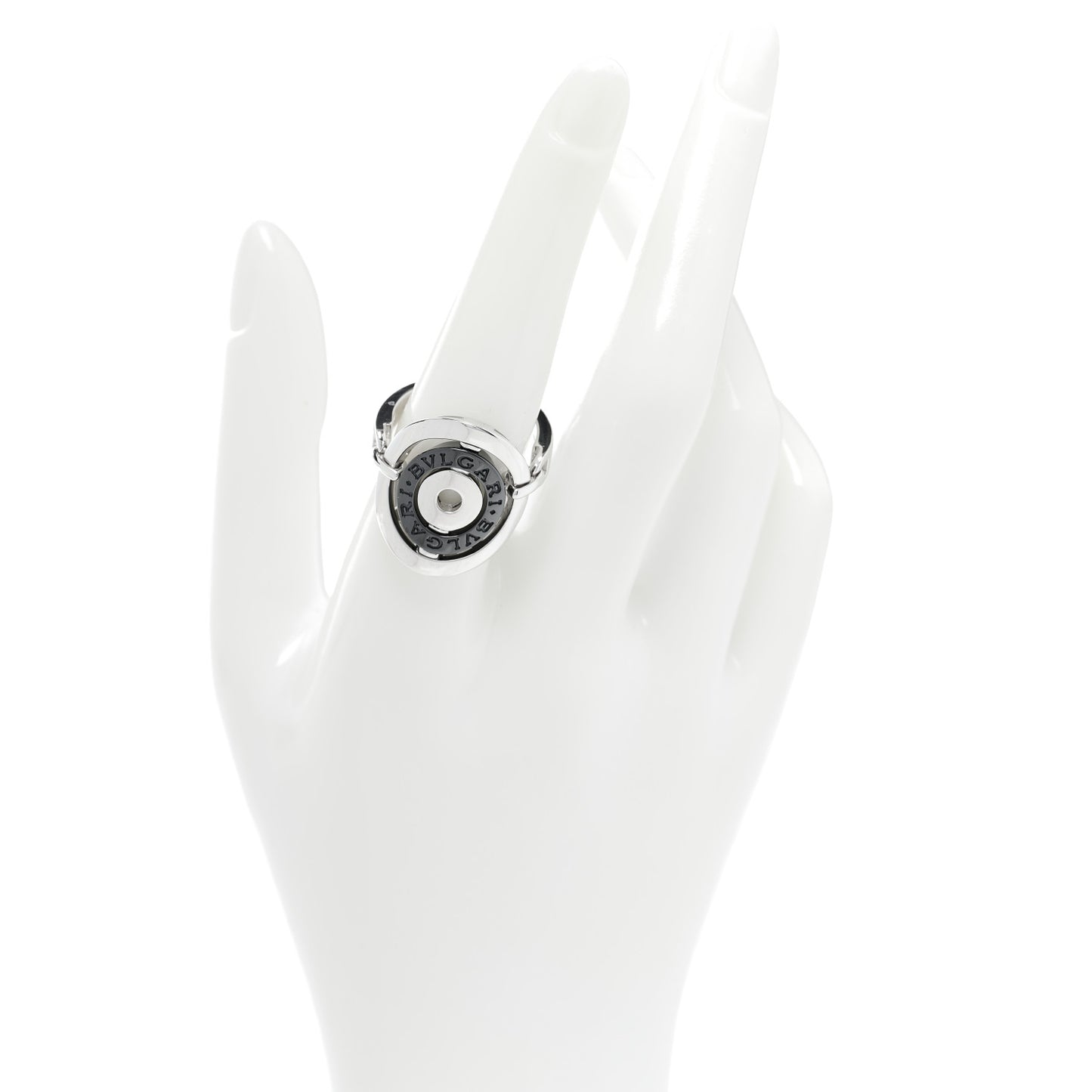 18K White Gold Black Ceramic Astrale Cerchi Ring 56 7.5