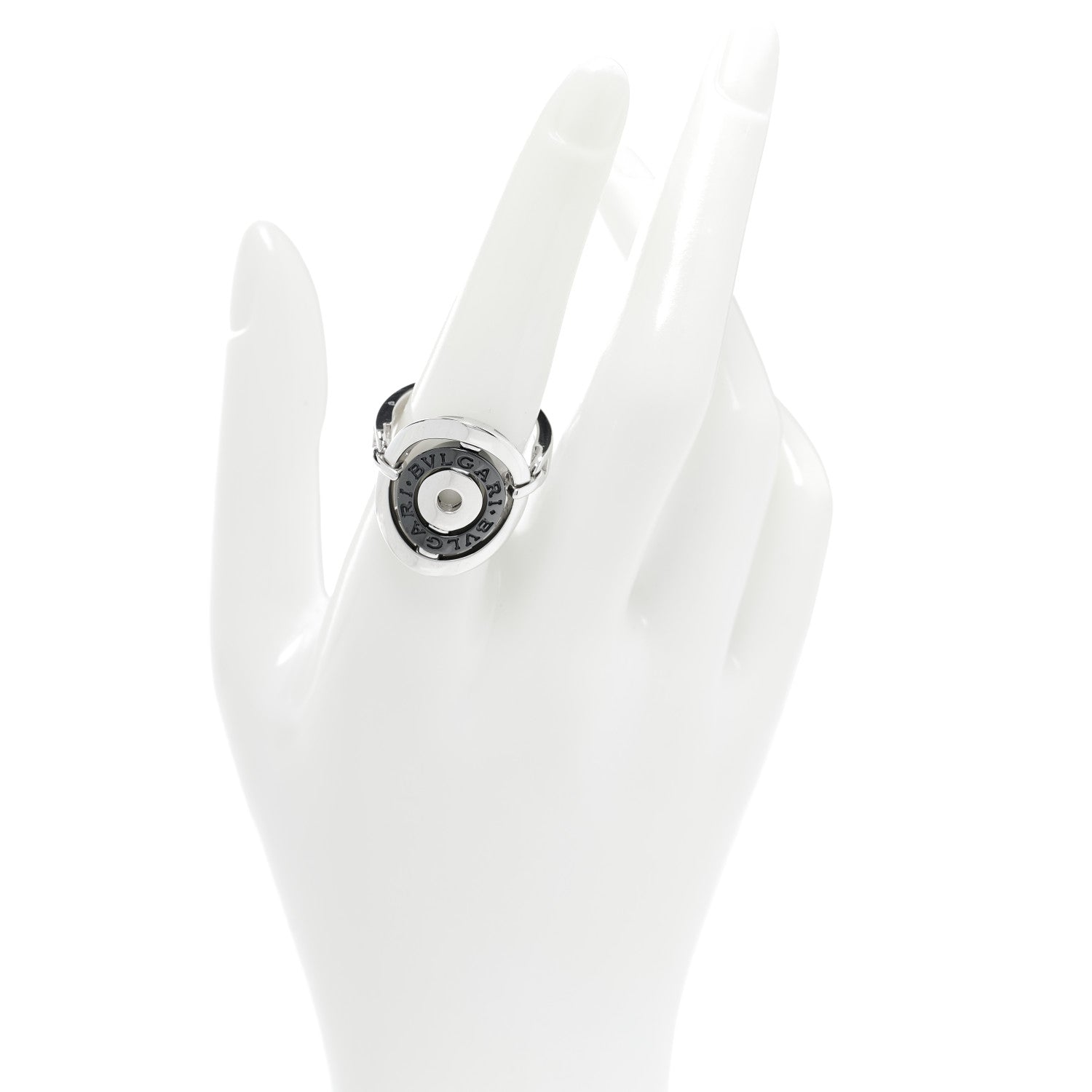 Bulgari 18K White Gold Black Ceramic Astrale Cerchi Ring 56 7.5 2 of 6