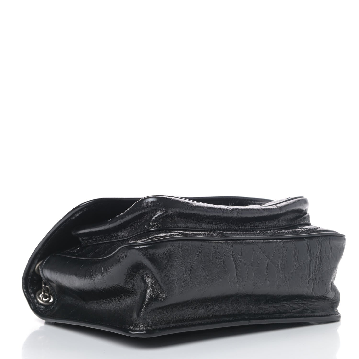 Saint Laurent Crinkled Calfskin Matelasse Monogram Medium Niki Chain Satchel Black 3 of 4