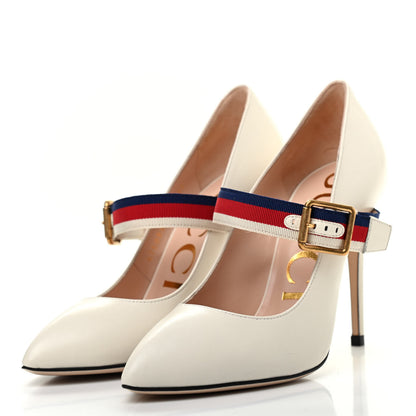 Gucci Malaga Kid Sylvie High Heel Pumps 35.5 White 3 of 9