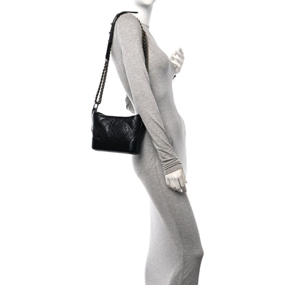 Chanel Aged Calfskin Quilted Small Gabrielle Hobo Black 2 of 10
