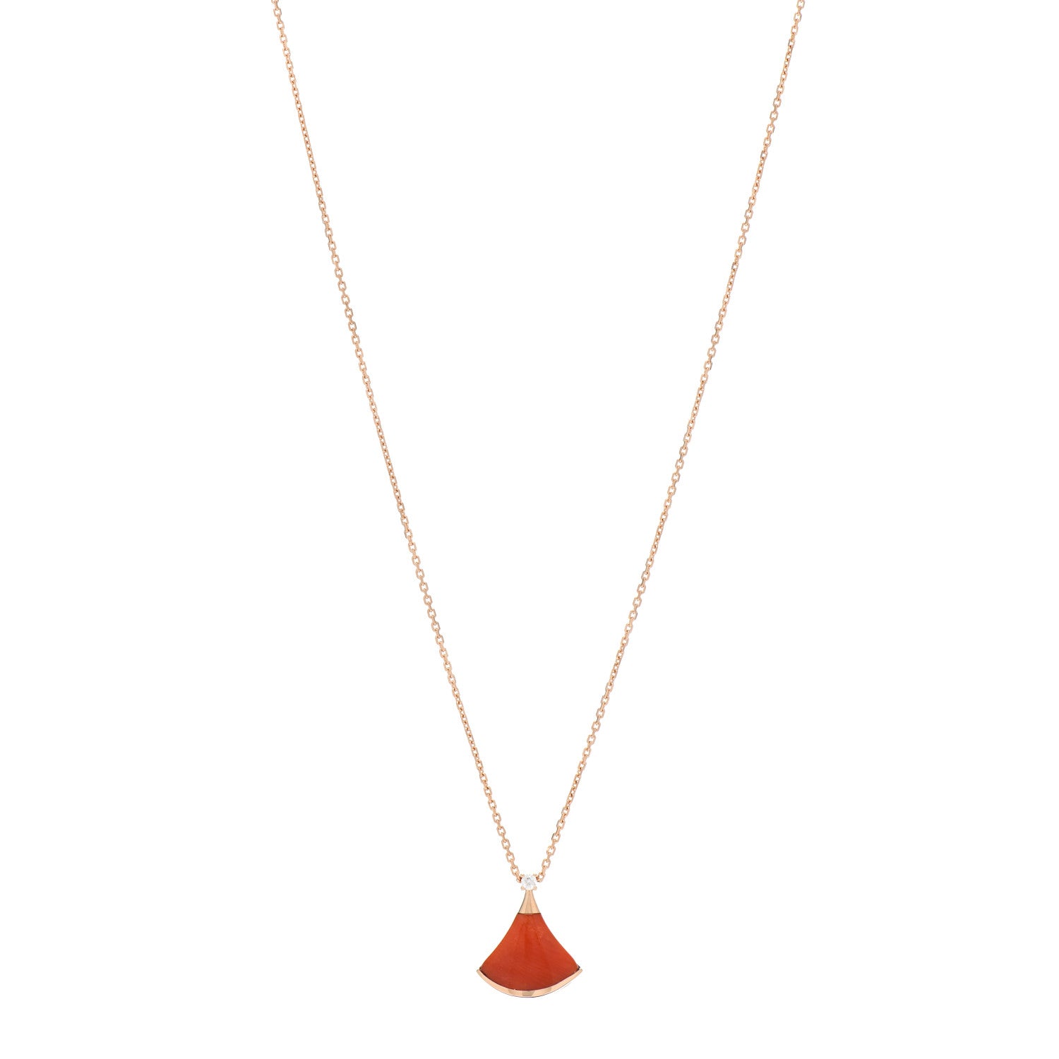 Bulgari 18K Rose Gold Diamond Coral Divas' Dream Pendant Necklace 1 of 5