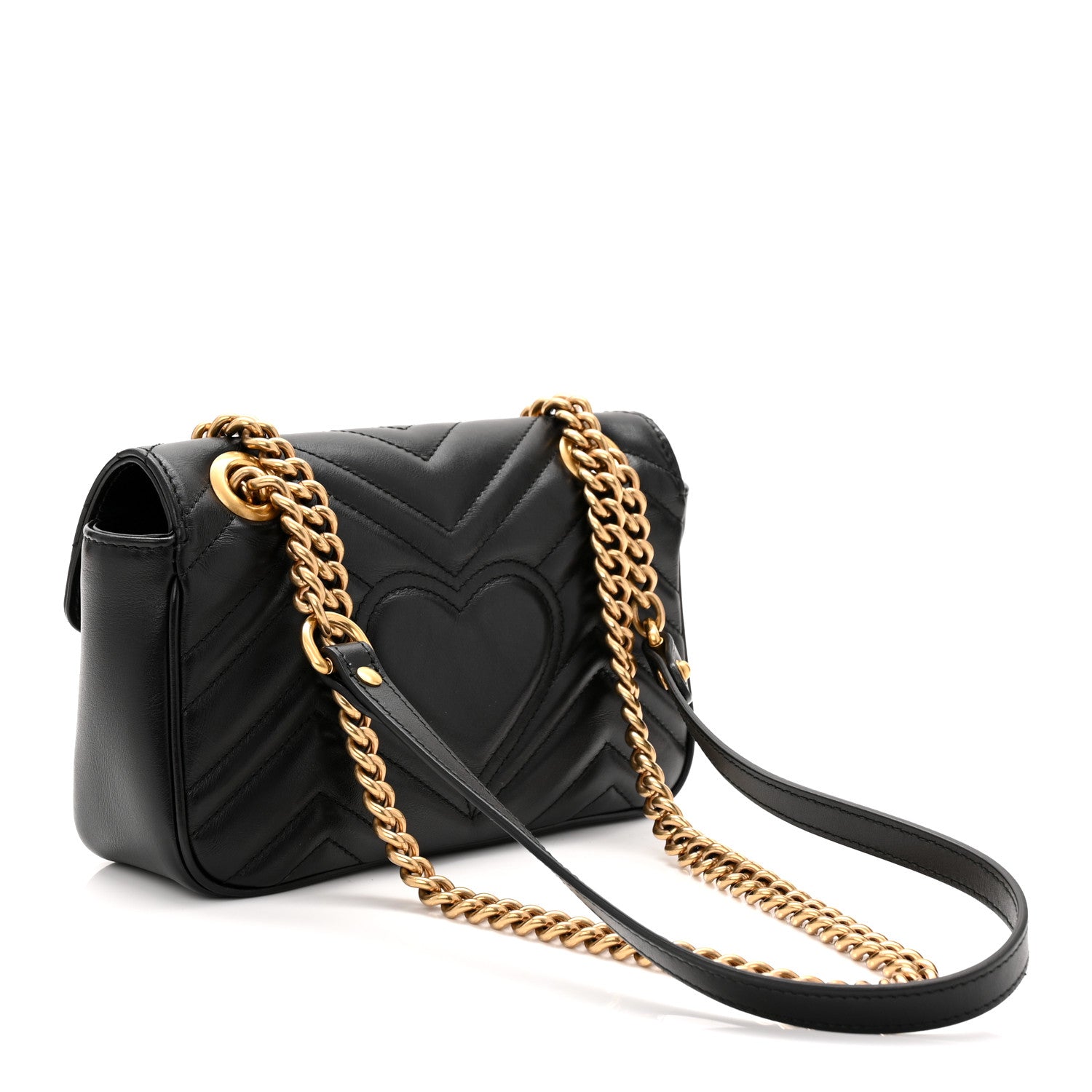 Gucci Calfskin Matelasse Mini GG Marmont Shoulder Bag Black 3 of 10
