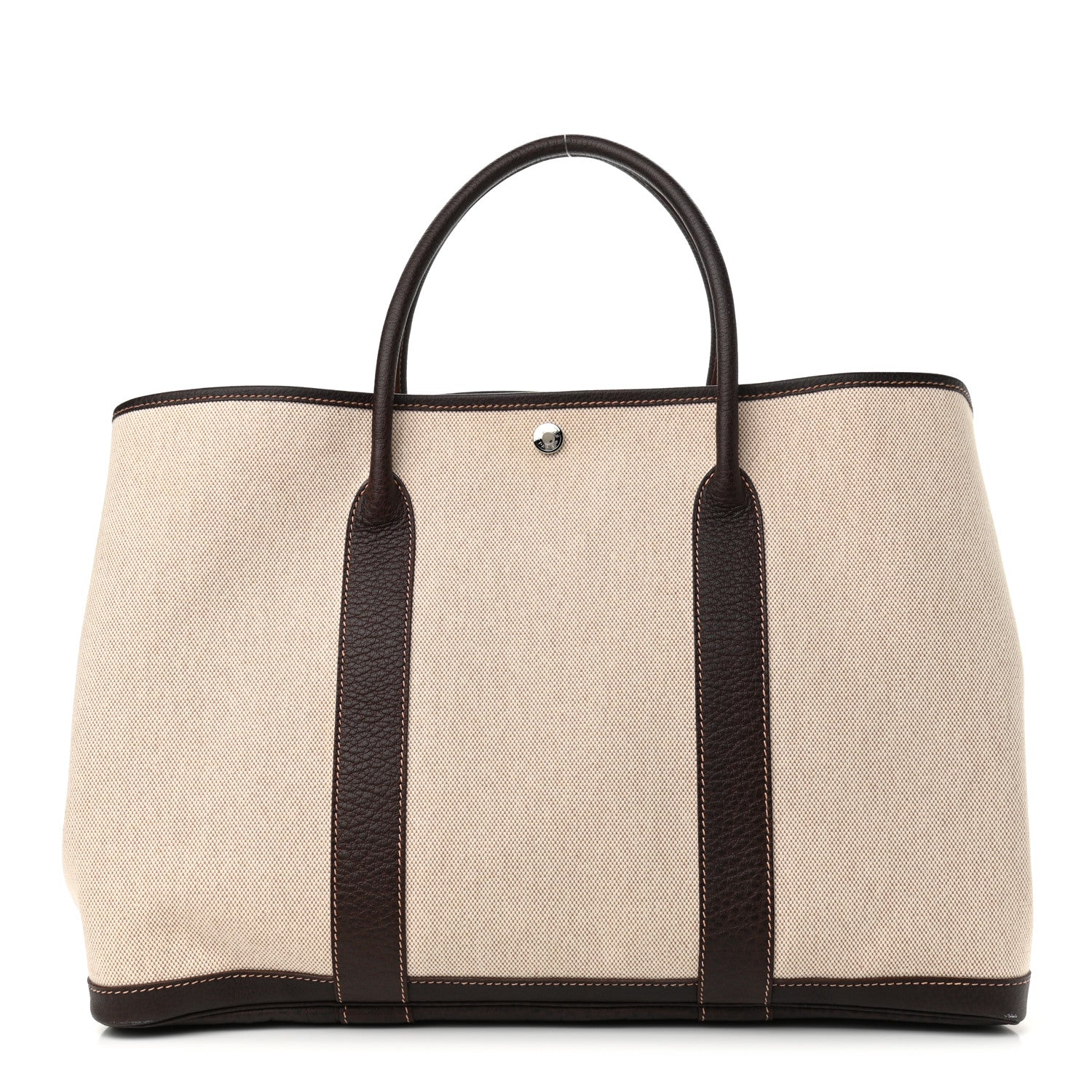Hermes Toile Buffle Gala Garden Party Tote 49 GM Marron Fonce 1 of 15