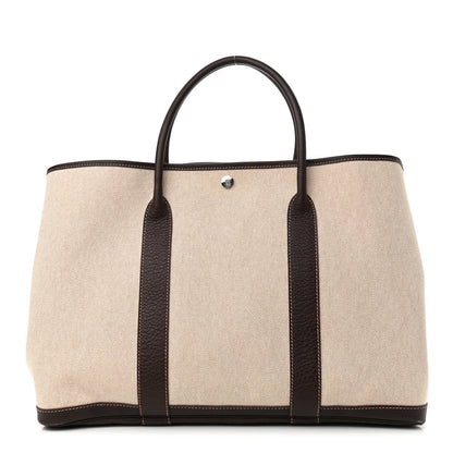 Hermes Toile Buffle Gala Garden Party Tote 49 GM Marron Fonce 1 of 15