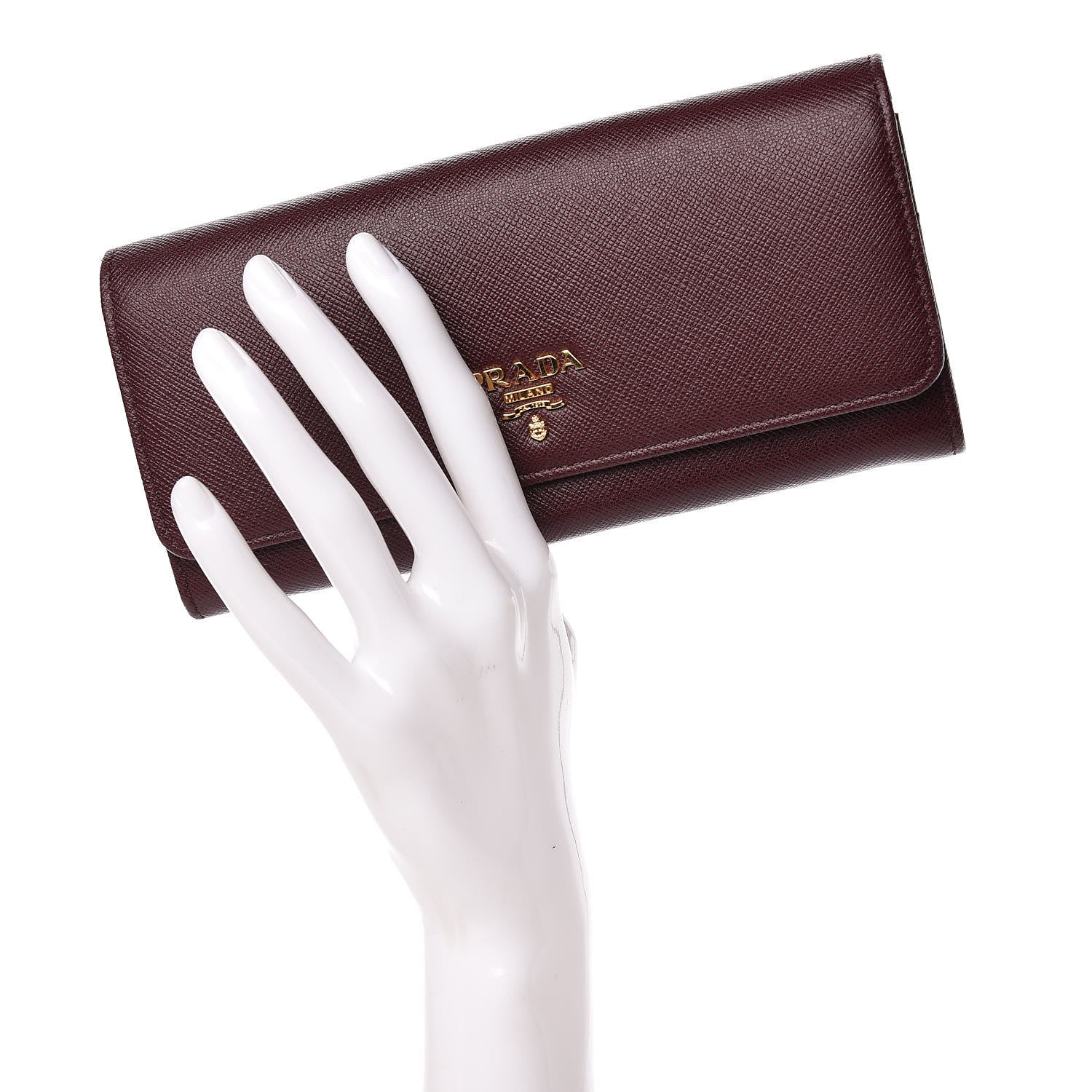 Prada Saffiano Colour Continental Flap Wallet Granato Petalo 2 of 11