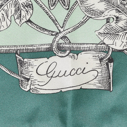 Gucci Silk Twill Wondergardenia Square Scarf Emerald 3 of 5