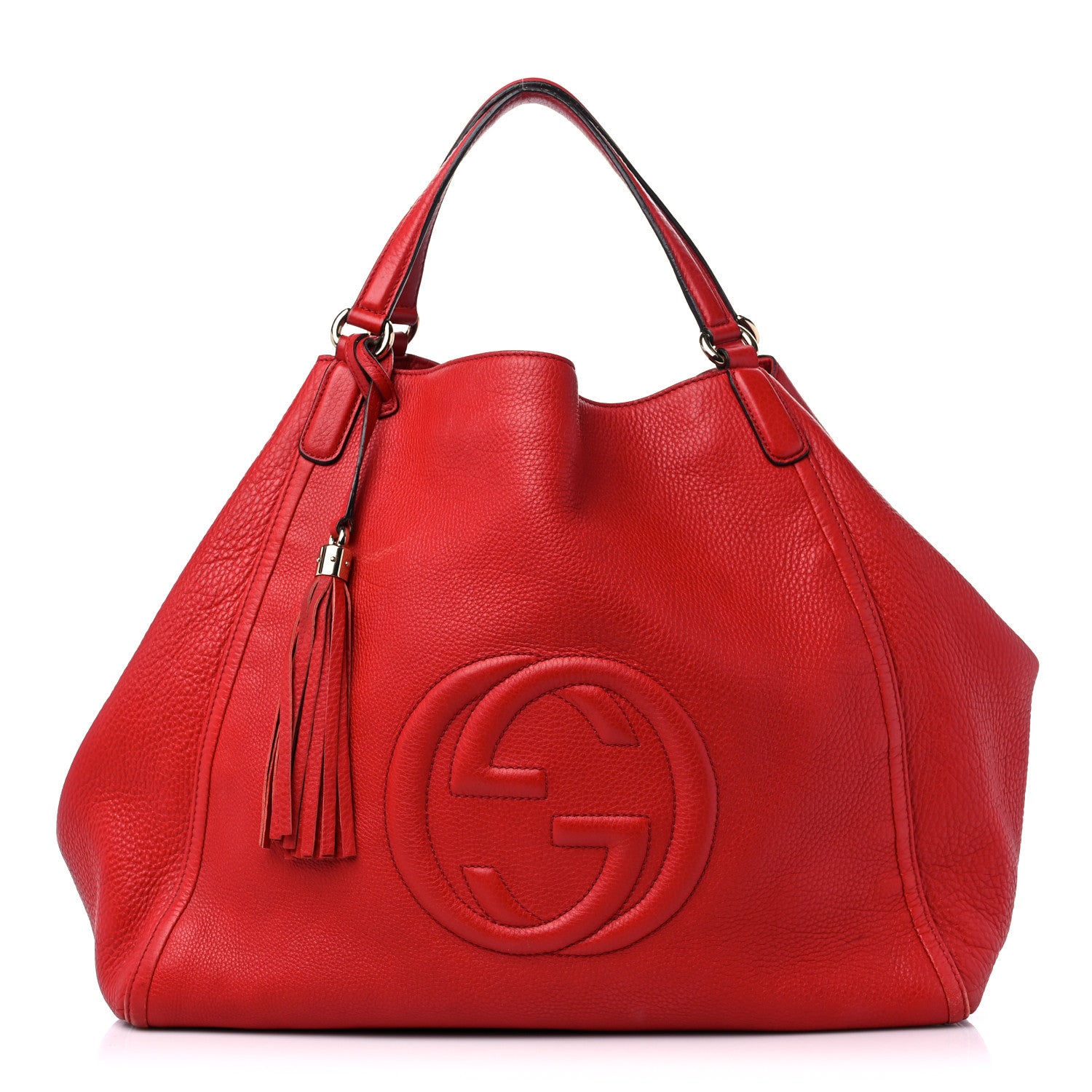 Gucci Pebbled Calfskin Large Soho Shoulder Bag Red 1 of 18