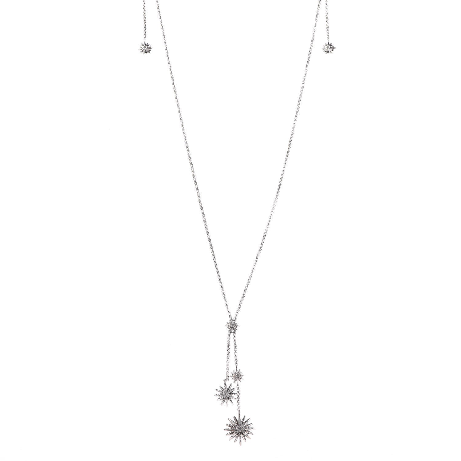 Tiffany DAVID YURMAN Sterling Silver Diamond Starburst Y Necklace 1 of 5