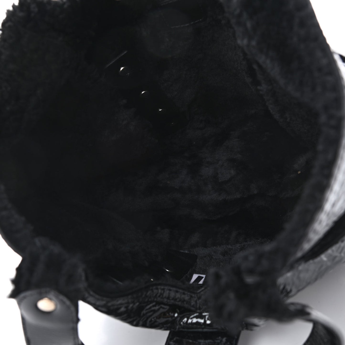 Patent Shearling Bree Tote Black