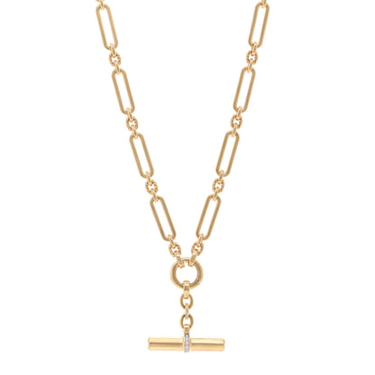 David Yurman 18K Yellow Gold Diamond 6.5mm Lexington Chain Toggle Necklace 1 of 4