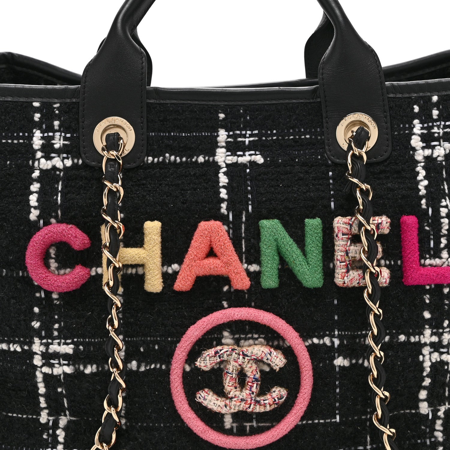Chanel Tweed Medium Deauville Tote Black White Multicolor 9 of 11