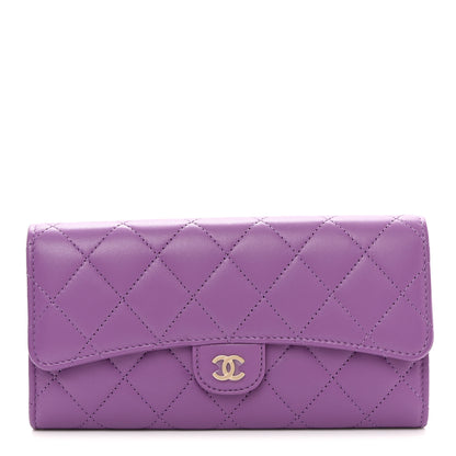 Chanel Lambskin Quilted Large Flap Wallet Purple 1 of 9