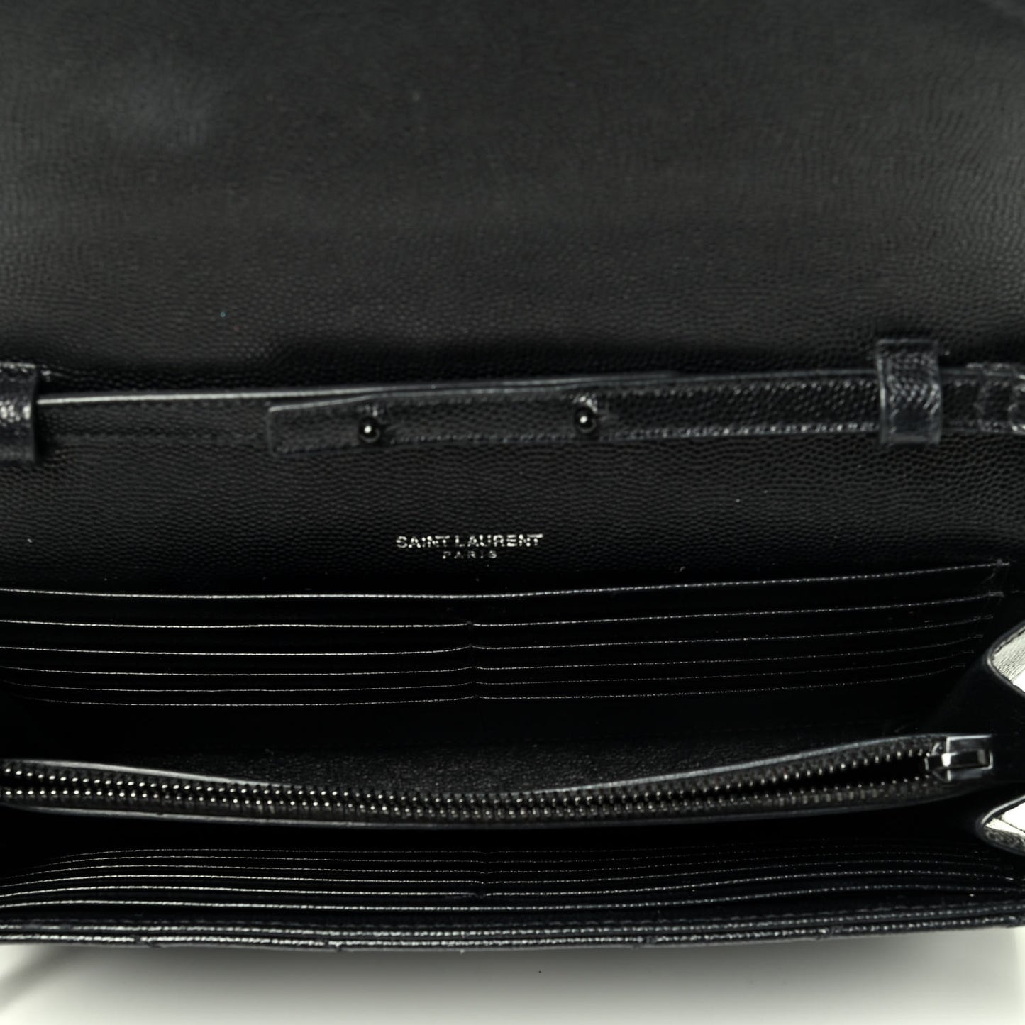 Grain De Poudre Matelasse Chevron Monogram Chain Wallet Black