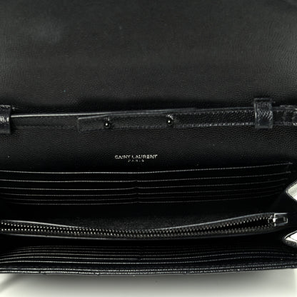 Saint Laurent Grain De Poudre Matelasse Chevron Monogram Chain Wallet Black 4 of 4