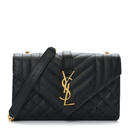 Saint Laurent Grain De Poudre Textured Mixed Matelasse Triquilt Small Monogram Satchel Black 1 of 8