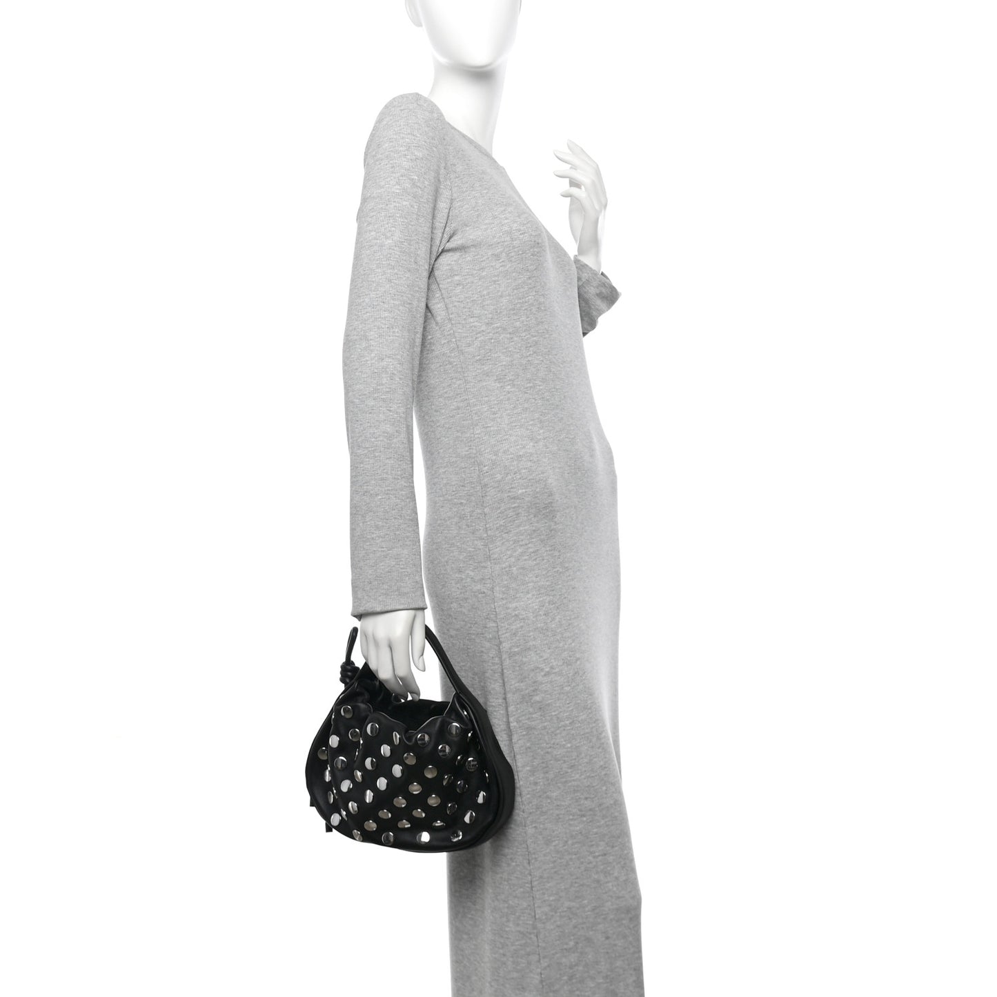 Sheepskin Studded Mini Origami Bag Black