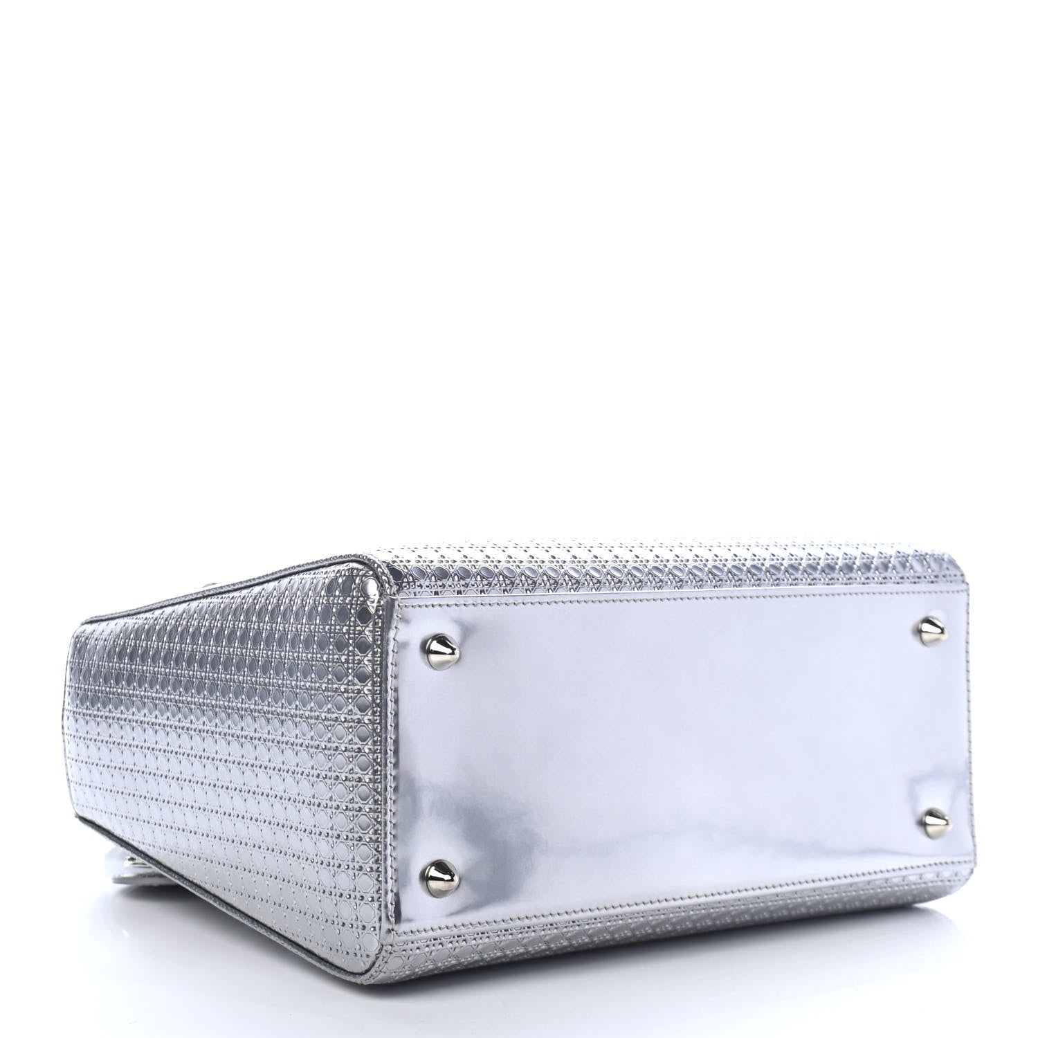 Christian Dior Metallic Patent Micro-Cannage Medium Lady Dior Silver 3 of 4