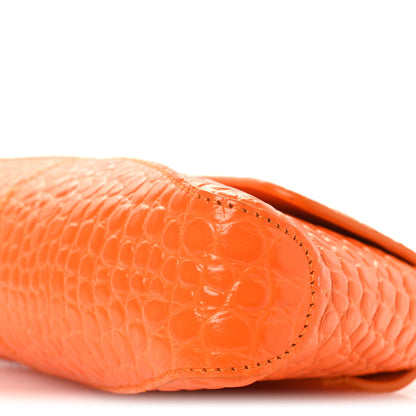 Balenciaga Shiny Super Supple Calfskin Crocodile Embossed Small XX Flap Stretch Bag Pop Orange 11 of 13