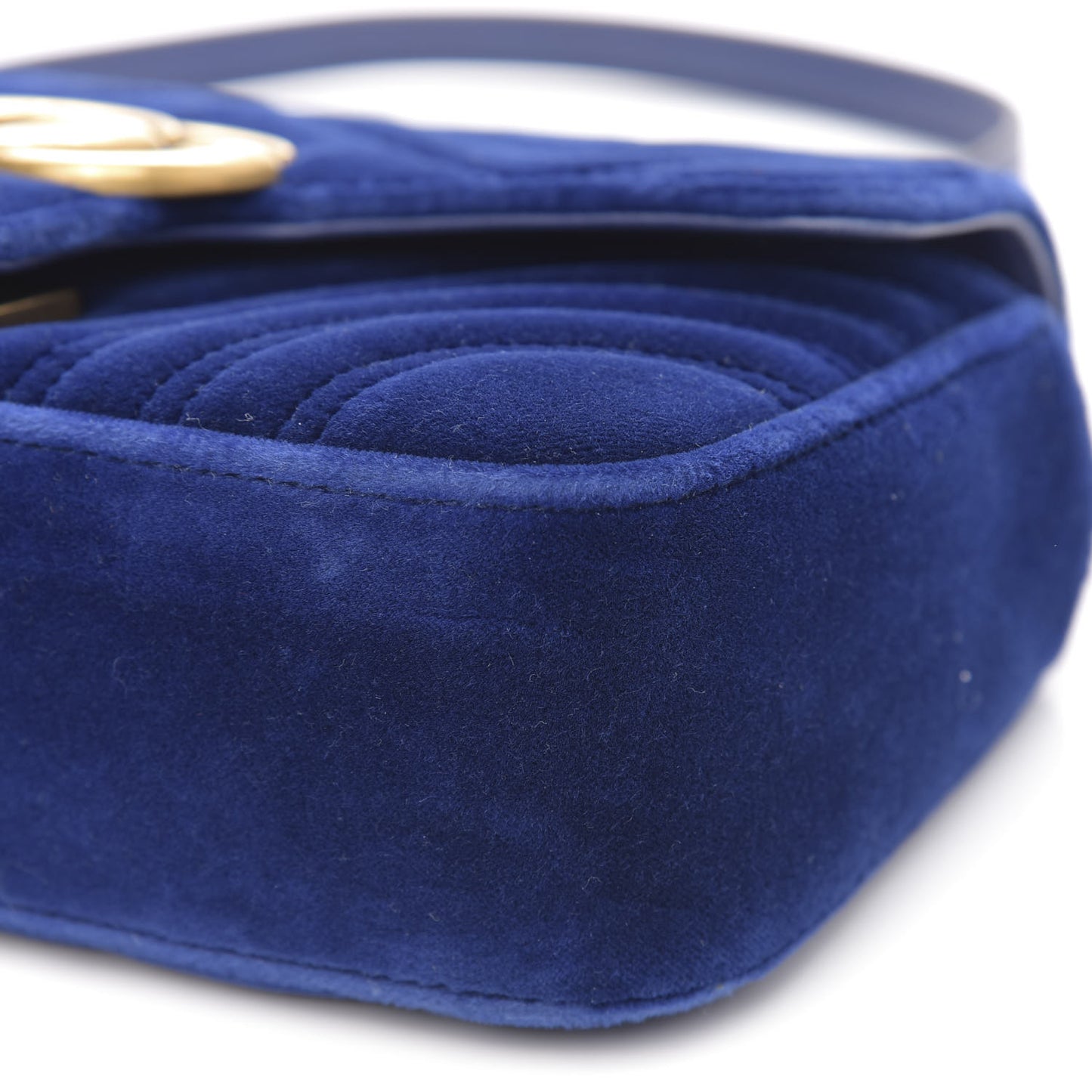 Velvet Matelasse Mini GG Marmont Shoulder Bag Cobalt Blue