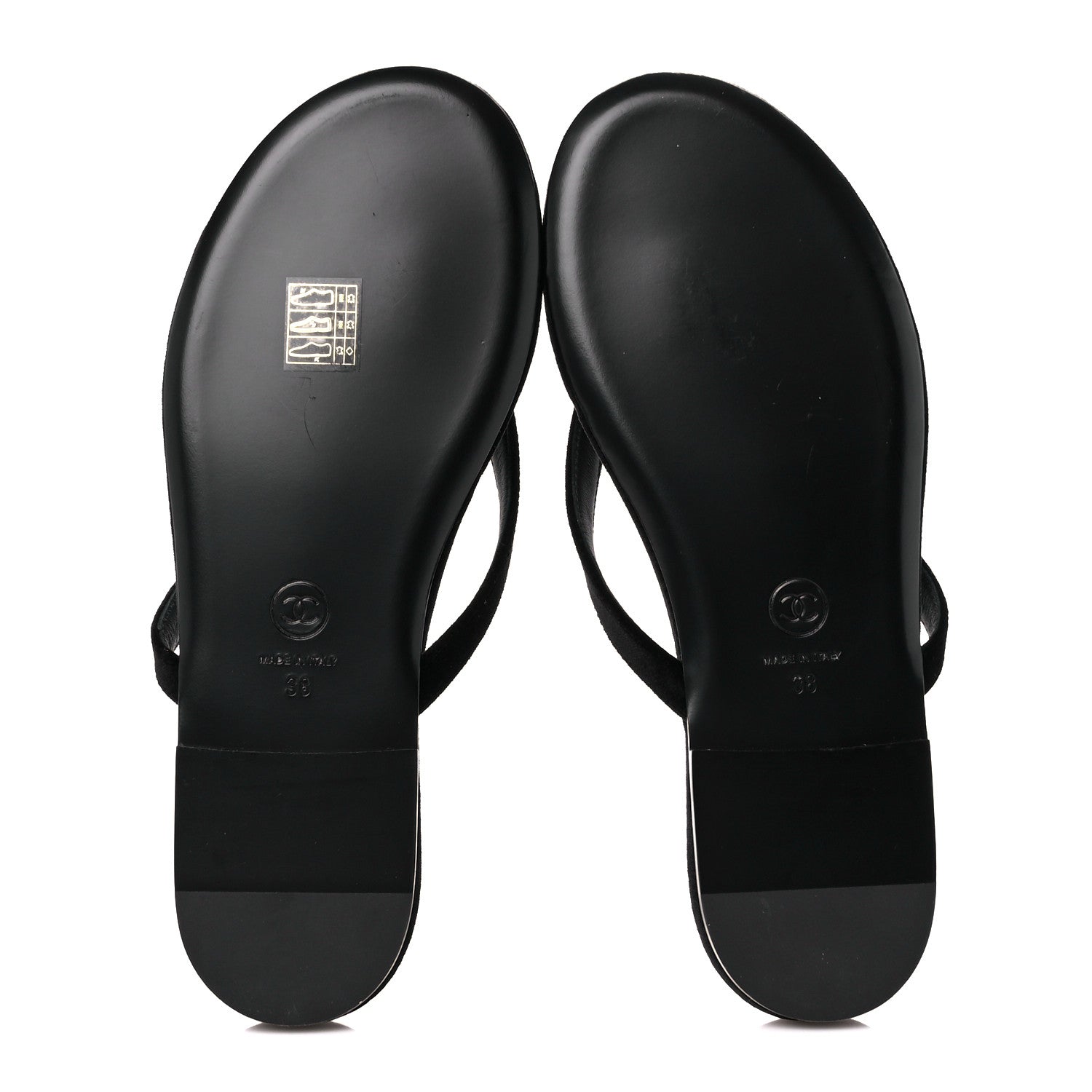 Chanel Velvet Crystal CC Thong Sandals 38 Black 5 of 8